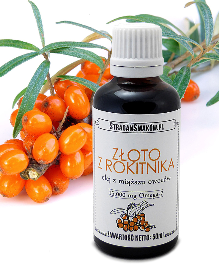 Olej z miaższu rokitnika, bogaty w tłuszcze omega 7, ekstrakcja CO2